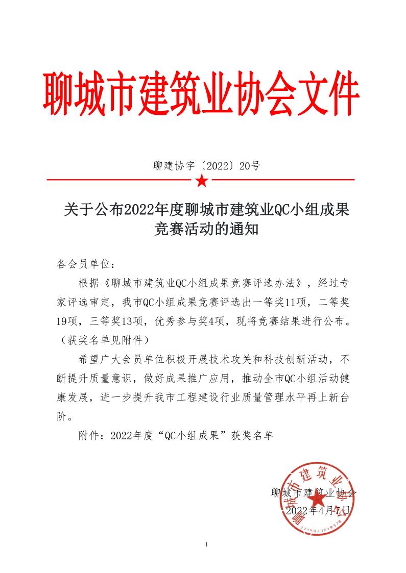 關于公布2022年度聊城市建筑業QC小組成果競賽活動的通知_1.jpg